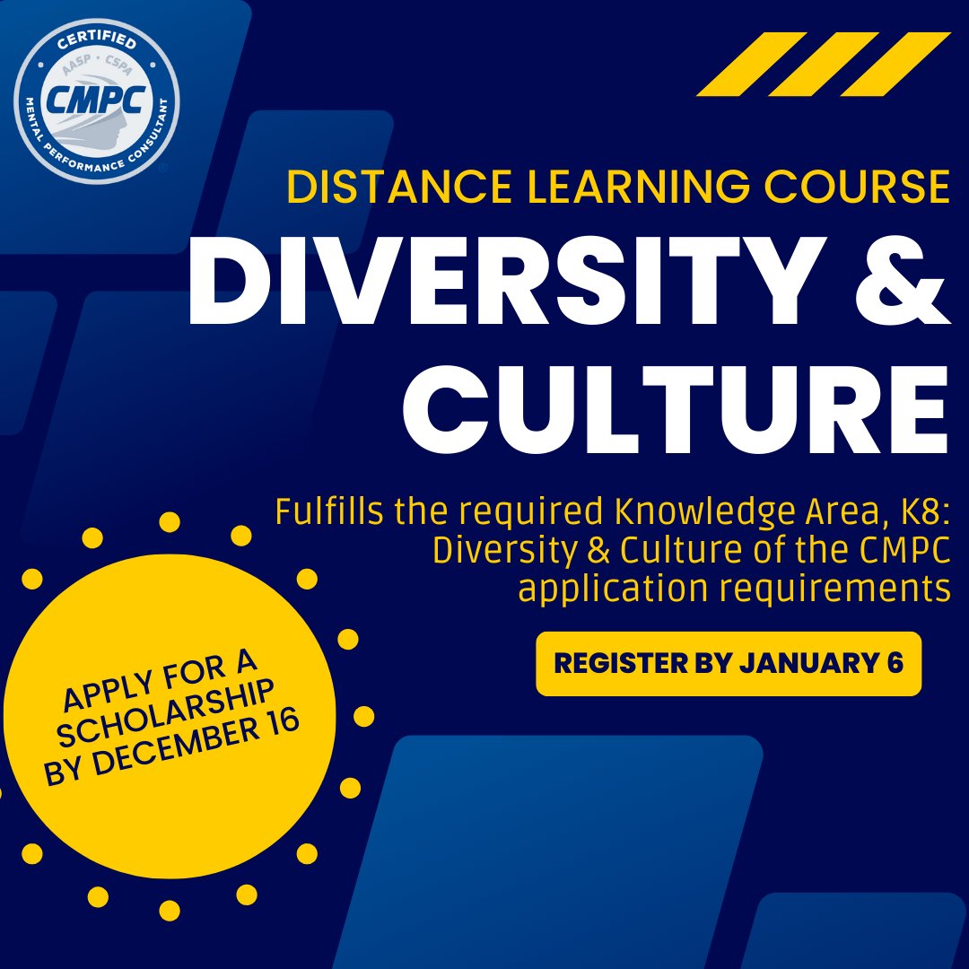 Registration is now open for AASP's online certification course "Diversity &amp; Culture" for CMPC applicants – Enroll by January 6!

For more information, visit: bit.ly/3xckgaX