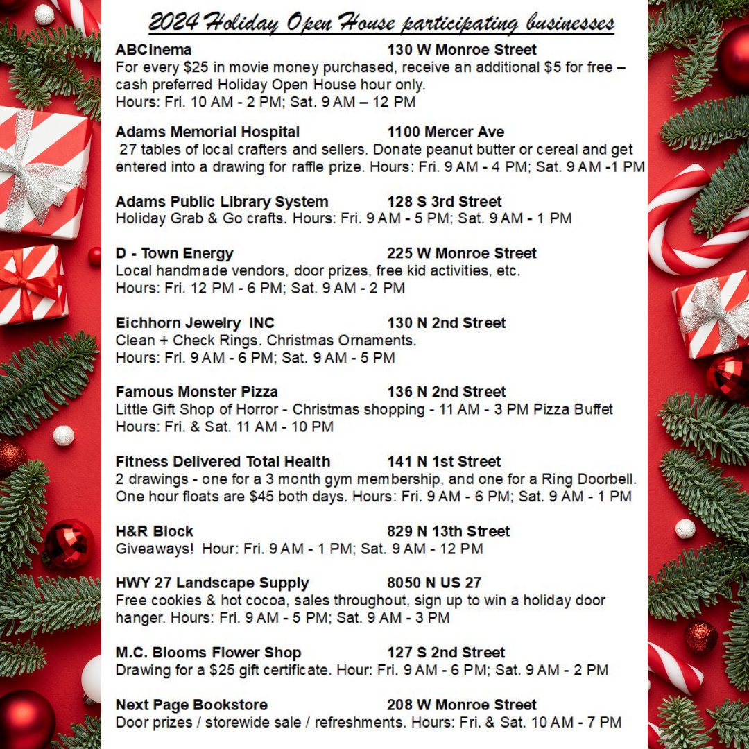 DecaturMain's tweet image. This Friday, November 15 &amp;amp; Saturday, November 16 is our annual Holiday Open House!

We have 22 participating businesses this year! 
Grab your punch card stop at each participating business and complete your punch card to enter to win Decatur Dollars! Check out the pics for more!