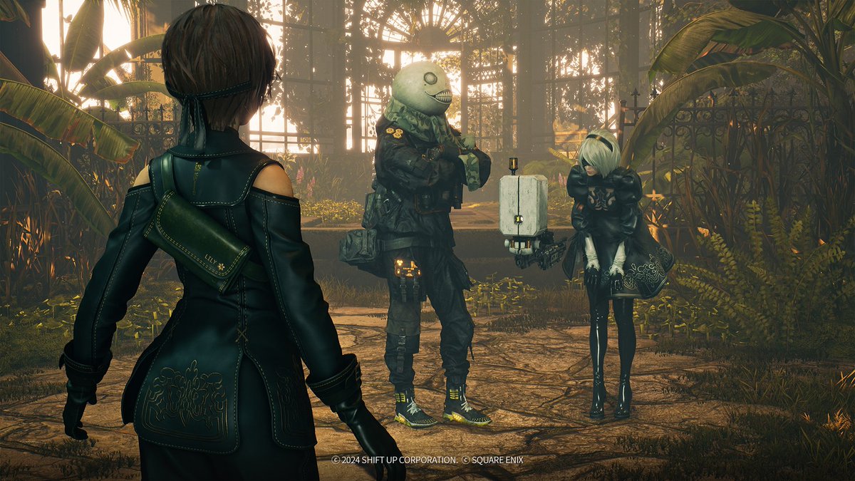 PlayStation_jp's tweet photo. PS5®『Stellar Blade』に『NieR:Automata』とのコラボレーションDLCが11 月 20 日（水）登場！

エミールショップが登場し、コラボ限定アイテム11種を販売。フォトモードや新しいコスチューム4種類とアクセサリーひとつが追加されるアップデートも実施！

詳しくはこちら⇒ https://t.co/fKfWhzAcv8 https://t.co/QLV0TjuWAi