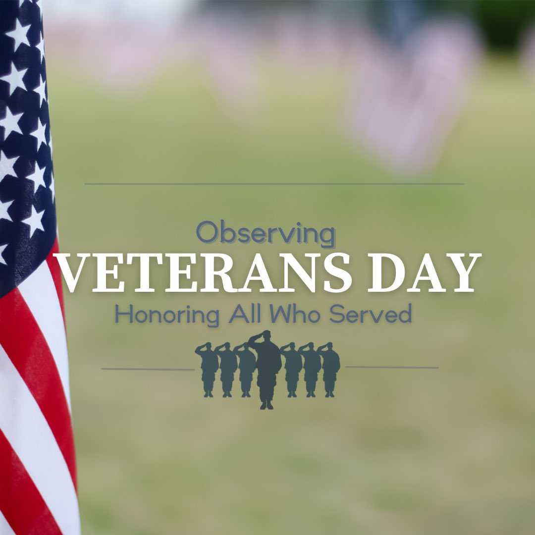 On Veterans Day, we honor all those who have selflessly served our Nation and protected our freedoms. Thank you to all our Veterans. May we be worthy of their valor. 🇺🇸