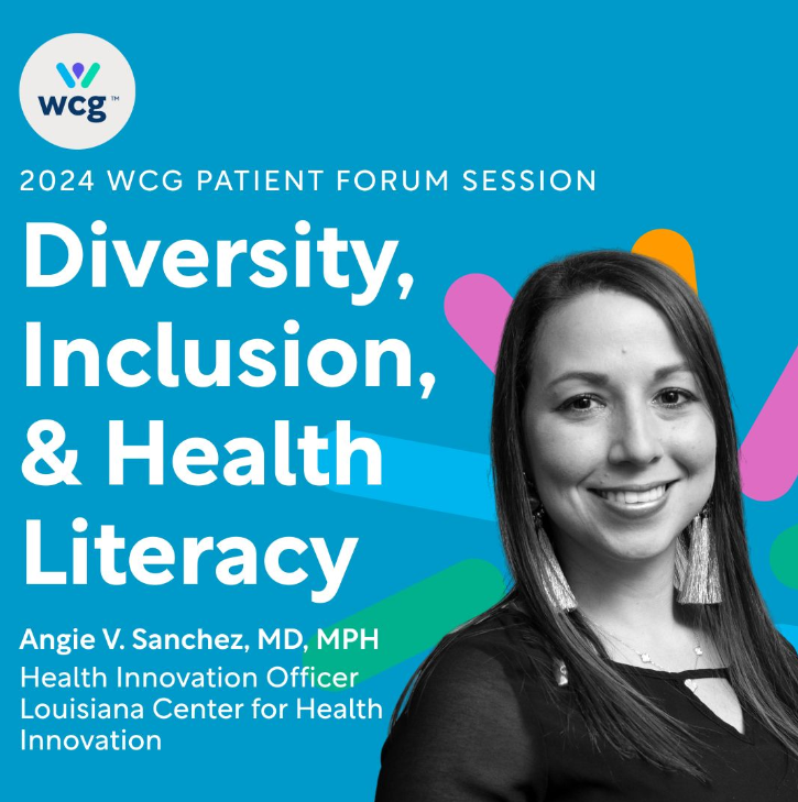 Louisiana Center for Health Innovation (@lchi_ul) on Twitter photo Reminder📢: Our Health Innovation Officer, Dr. Angie V. Sanchez (<a href="/angiecal17/">Angie Sánchez,MD,MPH</a>), will be a speaker at the 2024 WCG Patient Forum this Thursday, Nov. 14! Register and read more about the forum here: events.wcgclinical.com/patient-forum-… Reminder📢: Our Health Innovation Officer, Dr. Angie V. Sanchez (<a href="/angiecal17/">Angie Sánchez,MD,MPH</a>), will be a speaker at the 2024 WCG Patient Forum this Thursday, Nov. 14! Register and read more about the forum here: events.wcgclinical.com/patient-forum-…
