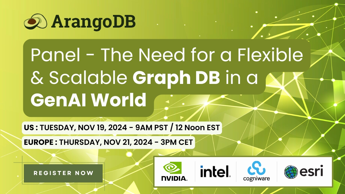arangodb's tweet image. GenAI + GraphDB: The ultimate combo for data-driven decisions. Don’t miss this panel with market leaders!
Register now - okt.to/FWbsUm
#GraphDB #GenAI #DataInnovation #ArangoDB #MachineLearning #AI #TechPanel #DataManagement #GraphDatabases #DataScience