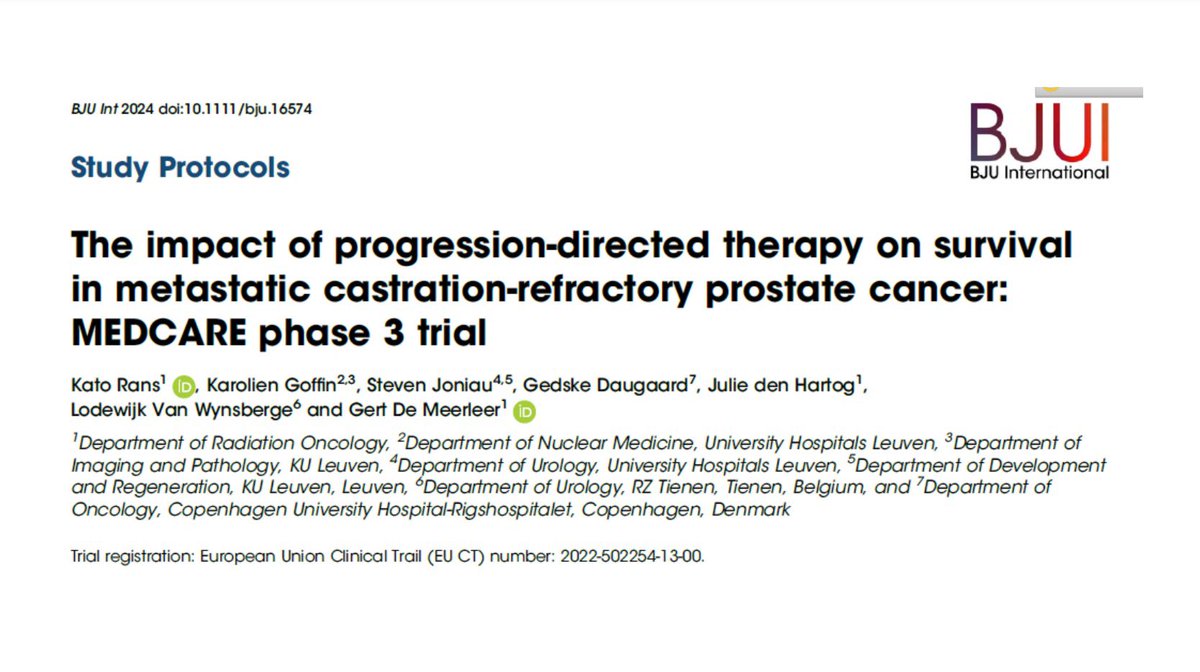 Gert De Meerleer (@gertmeerleer) on Twitter photo Phase 3 MEDCARE in M+CRPC is up and running! And it is running well! If interested: let us know. <a href="/KatoRans/">Kato Rans</a> <a href="/joniau/">steven joniau</a> <a href="/karolien_goffin/">Karolien Goffin</a> <a href="/BarbaraJereczek/">prof. Barbara Jereczek-Fossa</a> @CVulsteke #SBRT #SABR #ProstateCancer #hope Phase 3 MEDCARE in M+CRPC is up and running! And it is running well! If interested: let us know. <a href="/KatoRans/">Kato Rans</a> <a href="/joniau/">steven joniau</a> <a href="/karolien_goffin/">Karolien Goffin</a> <a href="/BarbaraJereczek/">prof. Barbara Jereczek-Fossa</a> @CVulsteke #SBRT #SABR #ProstateCancer #hope
