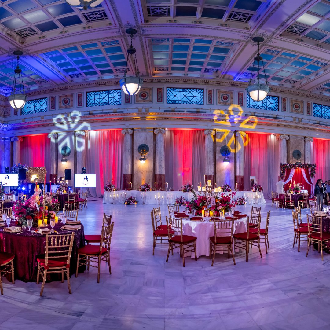 EventsUStation's tweet photo. This stunning Quinceañera setup at Union Station dazzles with rich red and gold tones, perfect for an unforgettable night. 
.
.
.
#DesignCuisineEvents #eventsatunionstation #unionstationevents #unionstation #DC #WashingtonDC #dcweddingplanners #dcweddings #dcbrides #weddings https://t.co/lGVJBbU5hf