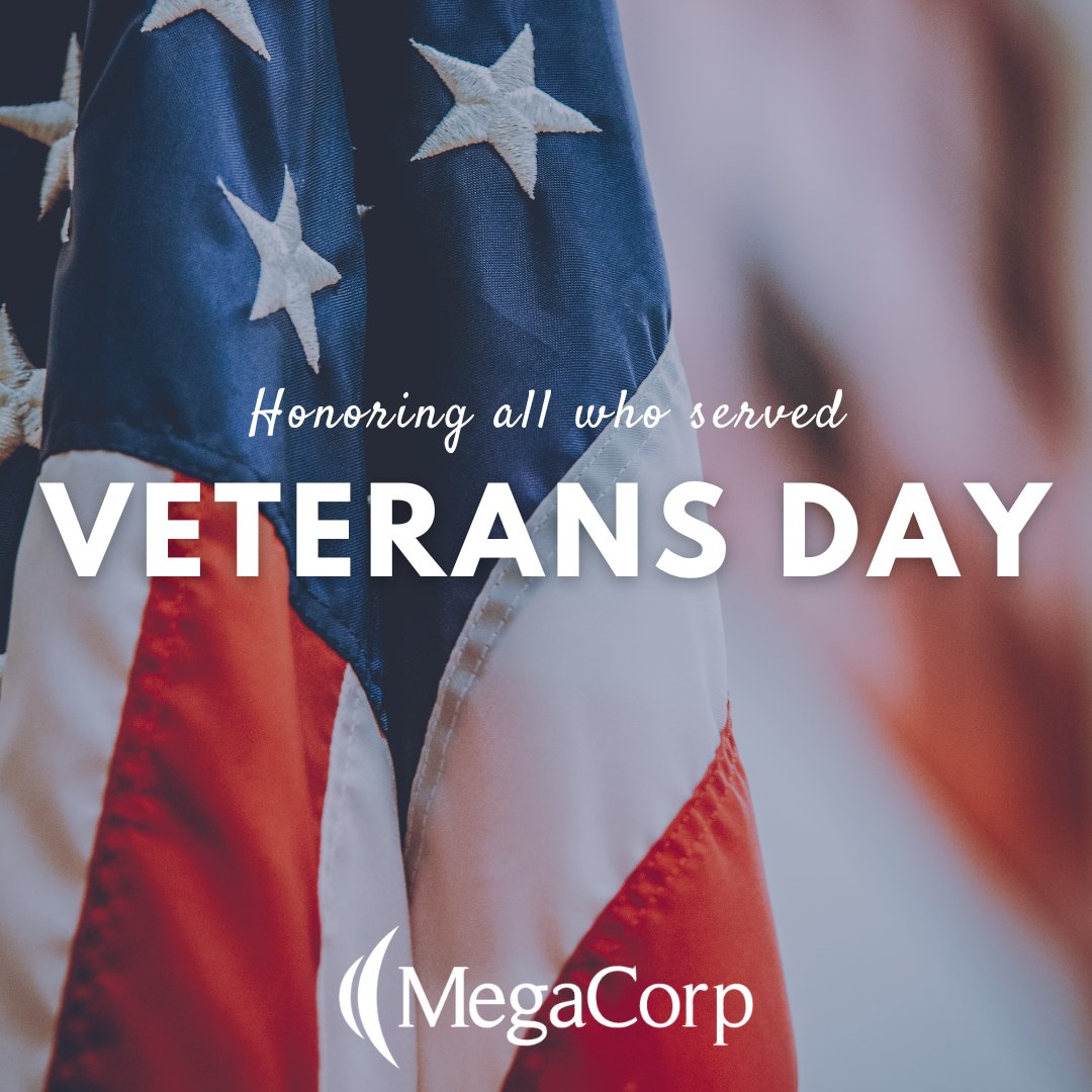 MegaCorp3pl's tweet photo. Happy Veterans Day! Today, we honor and thank all the brave men and women who have served our country. Thank you for your service! 💙❤️ 

#VeteransDay #ThankYouVeterans #ThankYouForYourService #MegaCorpLogistics #Logistics #3pl #MegaCorp #Mega #TrustThatWeWillDeliver #TeamMega https://t.co/fuGs84eL30
