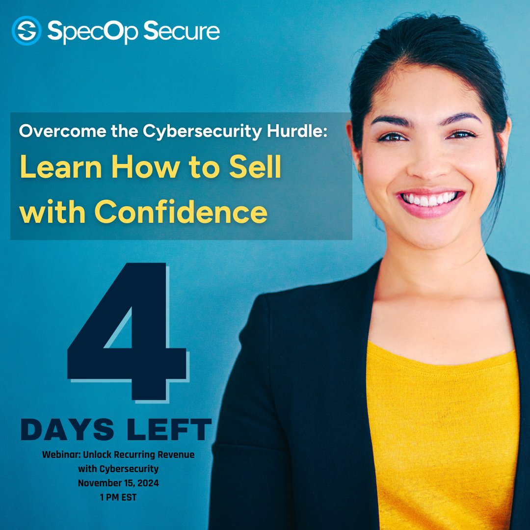 SpecOpSecure's tweet image. Tired of chasing one-time jobs? In 4 days, Farr will teach you to turn cybersecurity into monthly income. No more feast or famine! Register now for predictable revenue! d-cy.net/specopsecurewe… #IntegratorSolutions #SpecOpSecure #CyberSecurityWebinar #RevenueBoost