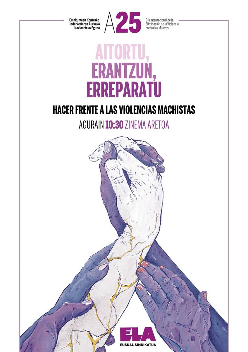 🟣Aitortu, erantzun eta errreparatu, funtsezko hiru elementu indarkeria matxistei aurre egiteko🟣

➡️ELAk ekitaldi konfederala antolatu du indarkeria matxisten kontrako nazioarteko egunean #A25 <a href="/mugarikgabe/">Mugarik Gabe</a> eta Bilboko San Inazio auzoko modulu psikosozialeko kideekin