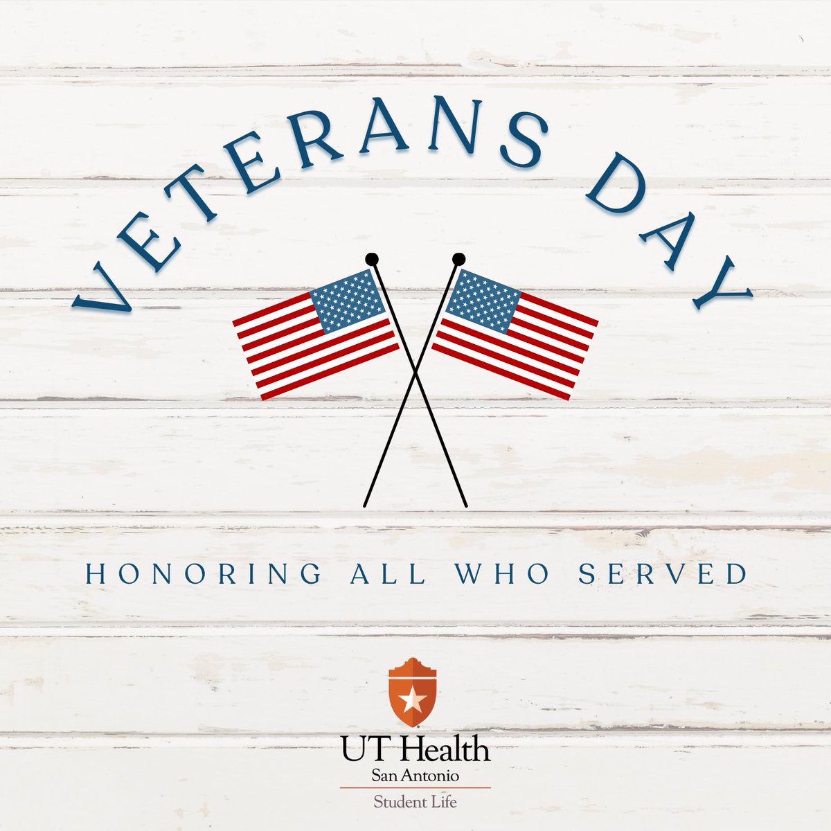 Today, we express our deepest gratitude to those who have served. Happy Veterans Day!

#uthealthsa #veteransday