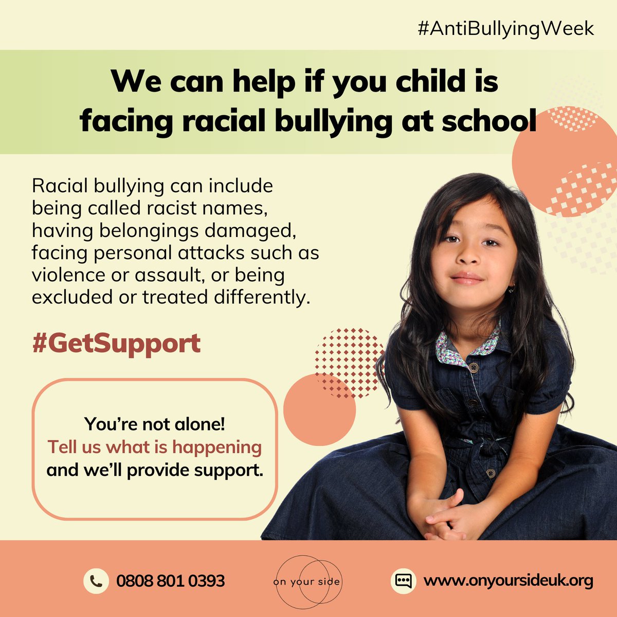 On Your Side (@onyoursideuk) on Twitter photo <a href="/OnYourSideUK/">On Your Side</a> supports families experiencing racial bullying targeting children with East and Southeast Asian heritage such as being called racist names, having belongings damaged, facing personal attacks, or being excluded. <a href="/OnYourSideUK/">On Your Side</a> supports families experiencing racial bullying targeting children with East and Southeast Asian heritage such as being called racist names, having belongings damaged, facing personal attacks, or being excluded.