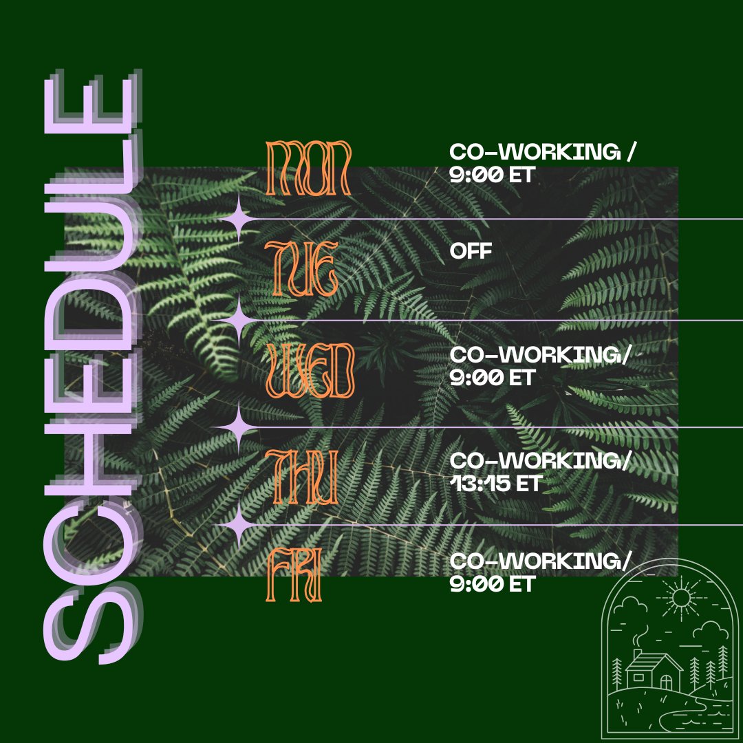 Xpl0rat0r's tweet photo. Good timezone #coworking &amp; #studentlife people

This is our schedule for the upcoming week Co-Working sessions!

Come Focus and Grow together 🌱

https://t.co/lGpfZF8O6t https://t.co/fkYqsYSiHC