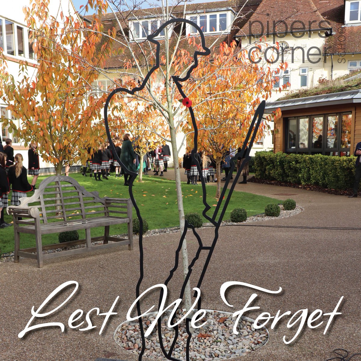 PipersCornerSch's tweet image. With our War Memorial displayed for all to see on our grounds, we were proud to stand united today to hold silence for our fallen and turned our thoughts towards the courageous Armed Forces and their families. 

 #LestWeForget #RemembranceDay #PipersCommunity