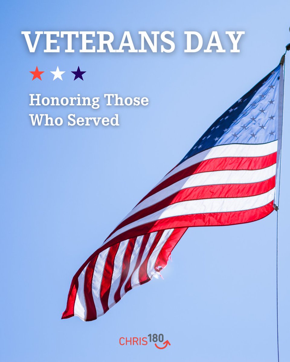 CHRIS180_Change's tweet image. This Veterans Day, we honor our veterans’ courage &amp;amp; sacrifice. At CHRIS 180, we’re committed to supporting their well-being through mental health care &amp;amp; trauma-informed services. Together, let’s ensure they feel valued &amp;amp; supported every day. 🇺🇸💙 #SupportOurVeterans #CHRIS180