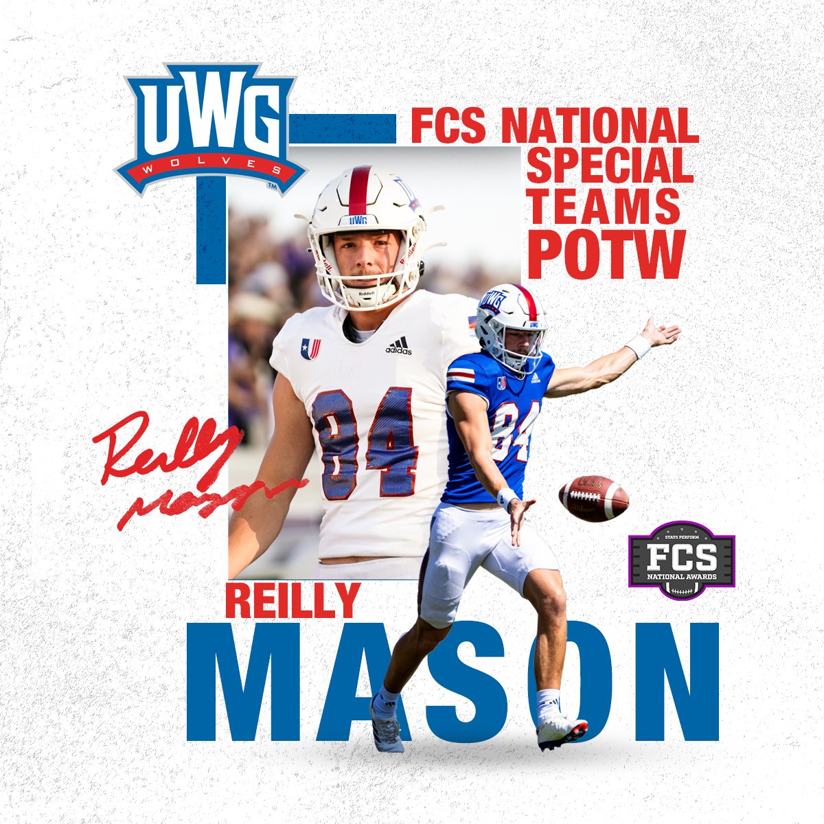 A punting display of perfection on Saturday, a National Award winner on Monday 👏

Reilly Mason is your <a href="/OptaAnalystFCS/">Opta FCS Football</a> National FCS Special Teams Player of the Week 🔗 tinyurl.com/2xsrtmnb

#WeAreOne