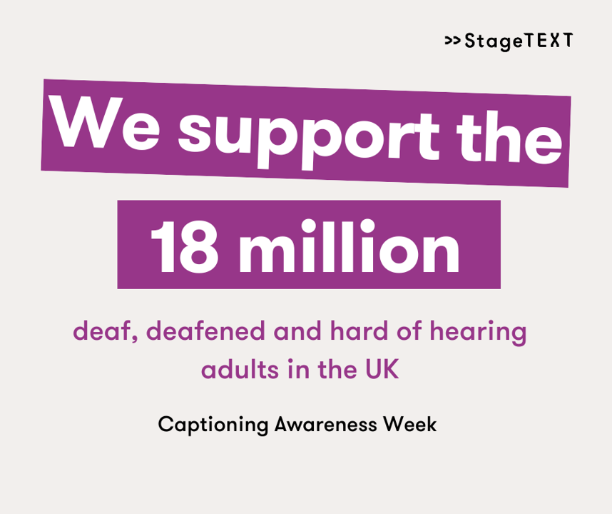 It's #CaptioningAwarenessWeek 11-17 Nov, so we’ll be sharing lots of resources to help you make accessible digital content for the #18Million deaf, deafened &amp; hard of hearing people in the UK. Head to <a href="/Stagetext/">Stagetext</a> to learn more! stagetext.org/captioning-awa… #CAW2024
