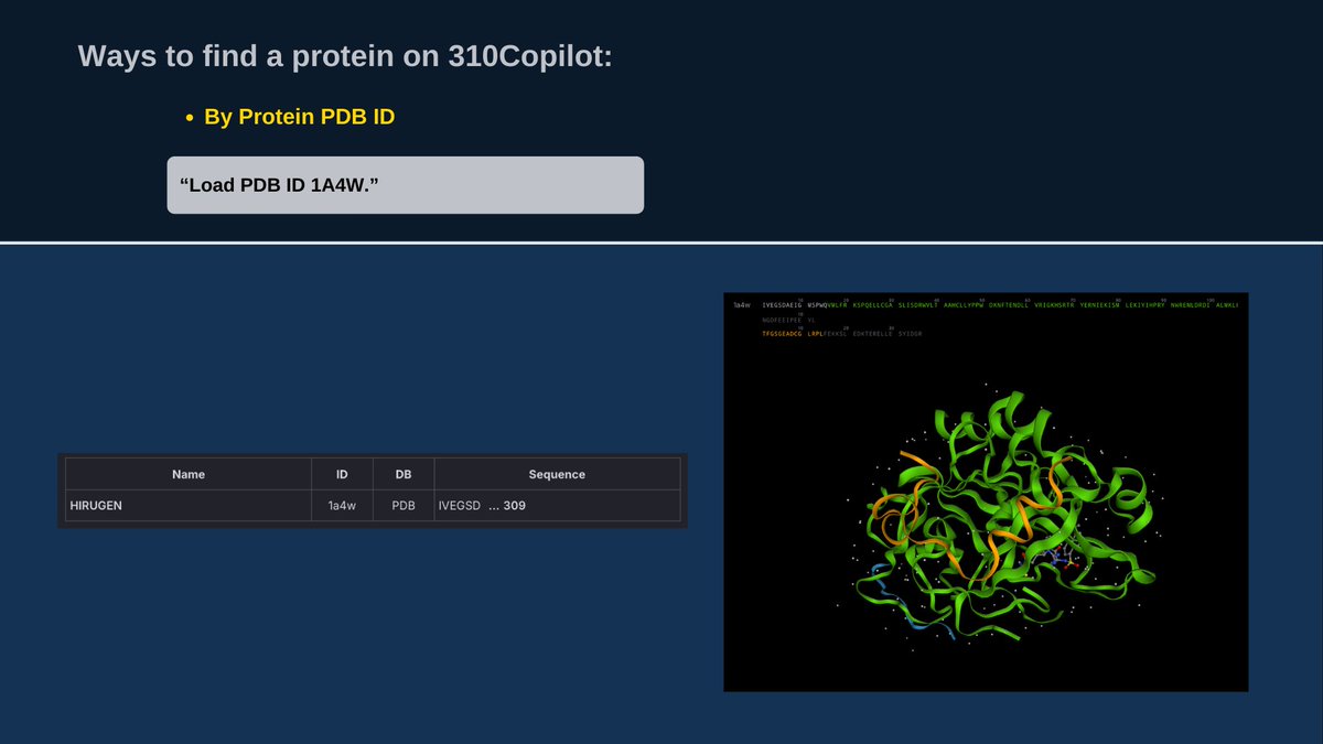 310copilot's tweet photo. 5. Finding Protein By its #PDB ID: This way helps you explore detailed 3D structural data essential for structural biology and computational modeling. https://t.co/OLBwKCJu9K