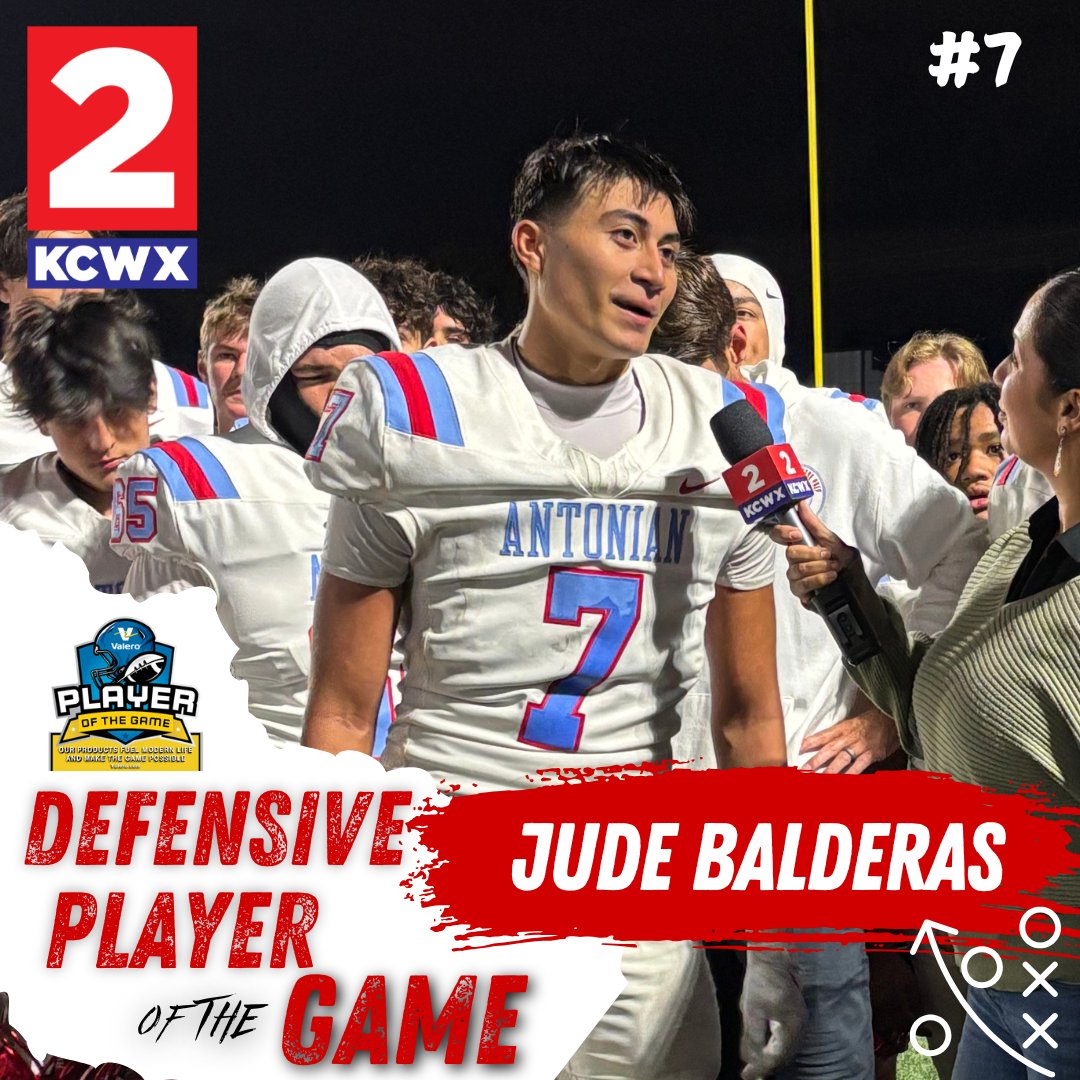 kcwxtv's tweet photo. Congratulations to our Valero Energy Offensive Player of the Game, Preston Jones (#6), and Defensive Player of the Game, Jude Balderas (#7)! These outstanding athletes have a bright and exciting future ahead!🌟 https://t.co/769ni0zrah