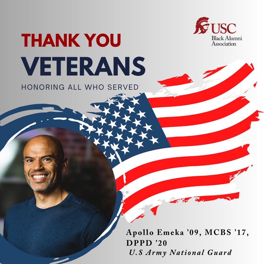 Today, we pay tribute to the courage and sacrifice of our USC Black Trojan veterans and all those who have served. Let’s take a moment to honor their legacy and acknowledge their vital role in protecting our freedoms. Thank you for your service! ❤️💛 #VeteransDay #USCBAA #FightOn