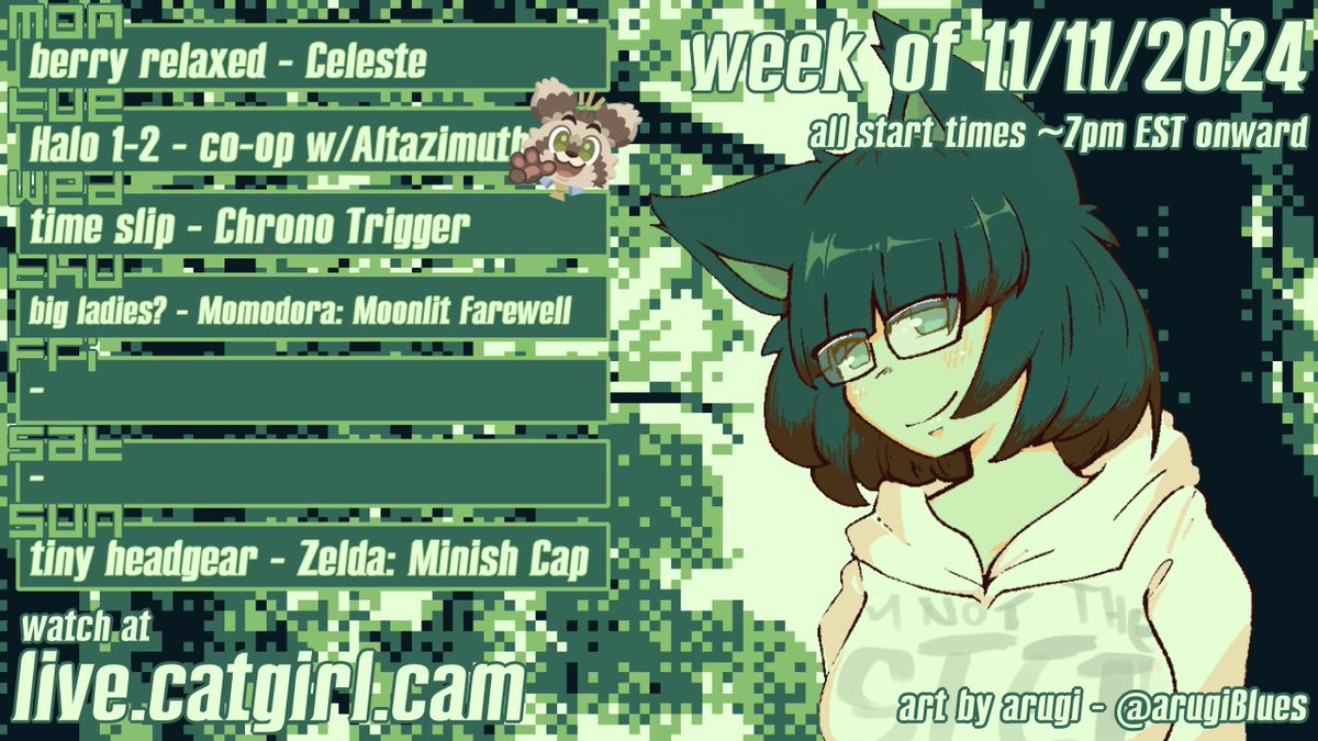 terathiel's tweet photo. schedule! cozymaxxing my stream slots! never using the word cozymaxxing ironically or otherwise again! https://t.co/zpOfeXgkn6