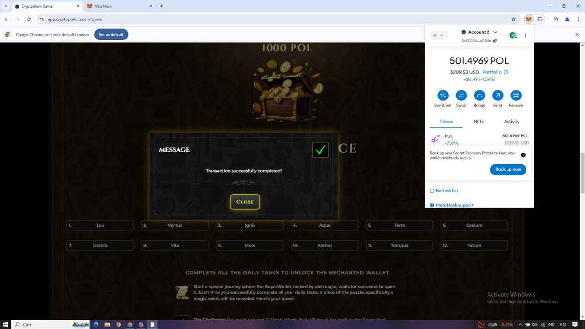 cryptopolium's tweet photo. 🎉 We've Got Our First SuperWallet Winner! 🎉

        🚨The 500 $POL prize has officially been claimed! 

       🏆 Huge congratulations to the player who unlocked all 12 magic words and cracked the SuperWallet!

Thanks to everyone who's been part of the challenge—stay tuned for more exciting updates, and keep up the great work with those daily tasks!

#SuperWallet #CryptoChallenge #500POL #Cryptopolium #CryptoCommunity