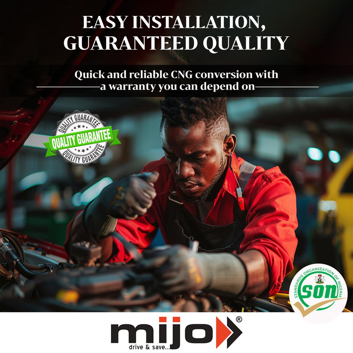 AutoMijo's tweet photo. Experience easy installation and guaranteed quality with Mijo CNG Kits! Our quick and reliable conversions come with a warranty you can depend on. Drive confidently, knowing you’ve chosen the best. #MijoNigeria #QualityGuaranteed #EasyInstallation #DriveSmart #SONApproved https://t.co/SX8SuTIspS