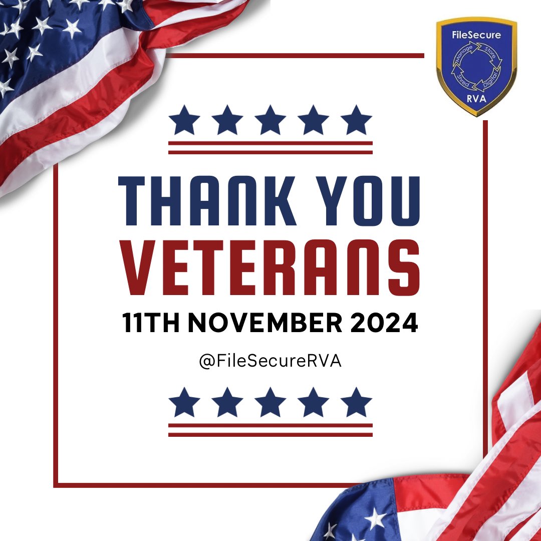 FilesecureRVA's tweet photo. Happy Veterans Day to all who have served. Thank you for your service! https://t.co/0L3SyE3qLt