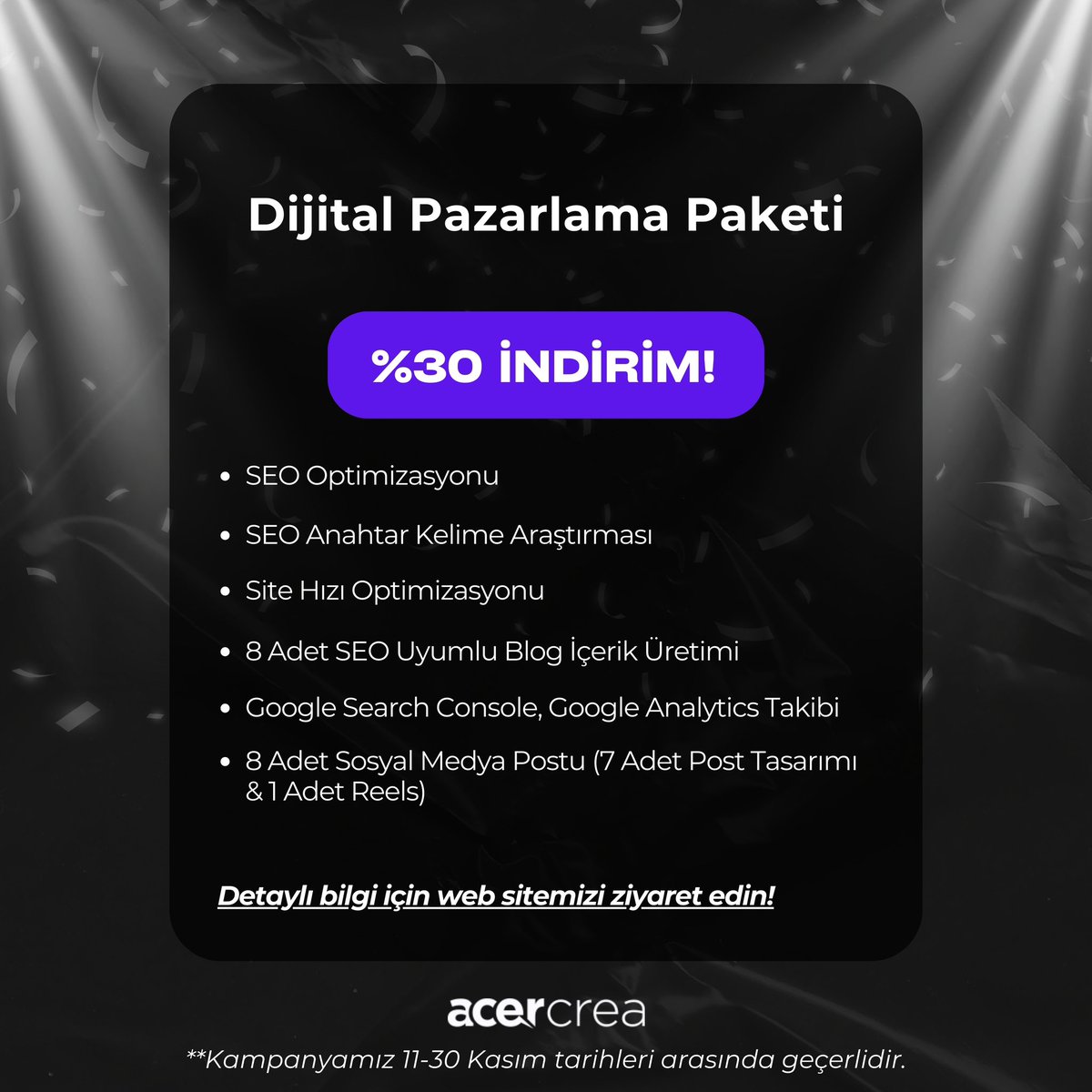 Dijitalleşmeye İlk Adımınızı Bizimle Atın! 🚀

Efsane Acente Kampanyamıza özel Dijital Pazarlama Paketi ile iş süreçlerinizi kolaylaştırın. Dijital dünyada daha güçlü var olun, iş akışınızı hızlandırın, müşteri yönetimini daha pratik hale getirin!

👉acercrea.com/efsane-acente-…