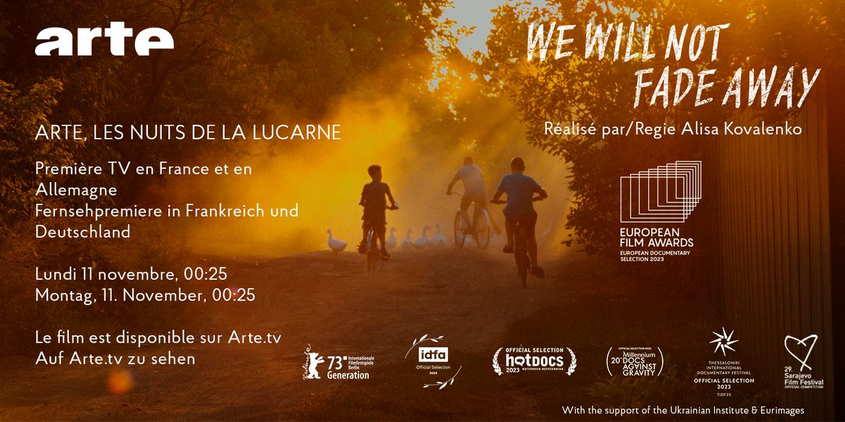 Ce soir, notre documentaire WE WILL NOT FADE AWAY (Ukraine/France/Pologne) diffusé sur <a href="/ARTEfr/">ARTE</a> dans les Nuits de la Lucarne #Donbass #Ukraine #Teenagers