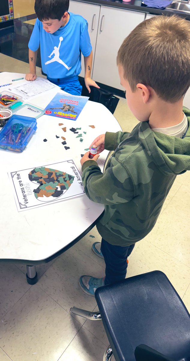 These first graders were excited to learn about the Armed Forces. We also learned that we should always thank our veterans! Happy Veterans Day from Room 108. #BeEvergreen