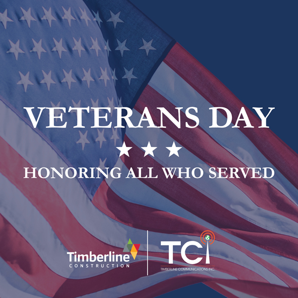 On this Veterans Day and every day, Timberline proudly supports our veterans and their families, honoring their service and sacrifice. To our friends, family, Timberline team members and all veterans, we thank you for your dedication and courage. Happy Veterans Day!