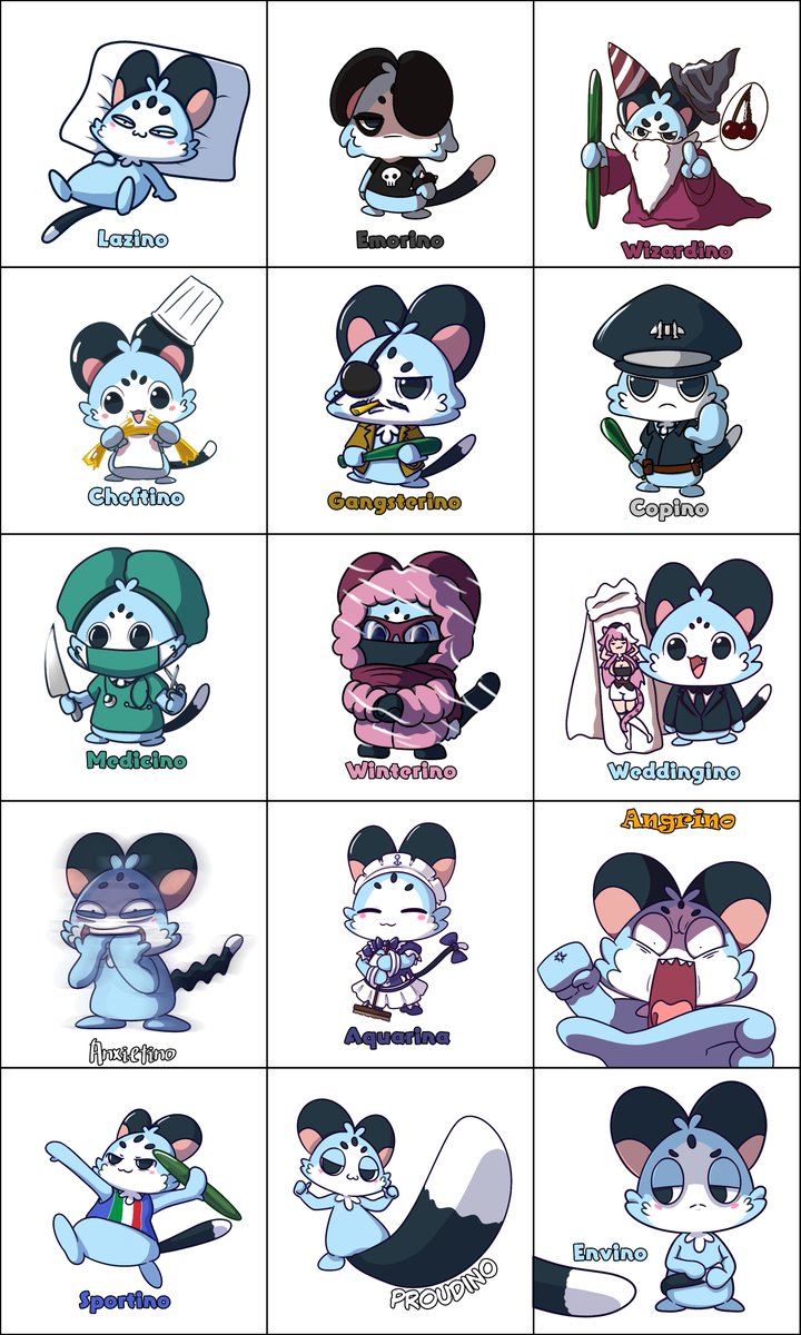 #RaorArt #CHATTTINO 

Aaaaaaand Chattini OCs for Chattini Day November is up and ready to go!

Still accepting Ko-Fi mascot requests, they'll just be pushed to December's Chattini Day~ 