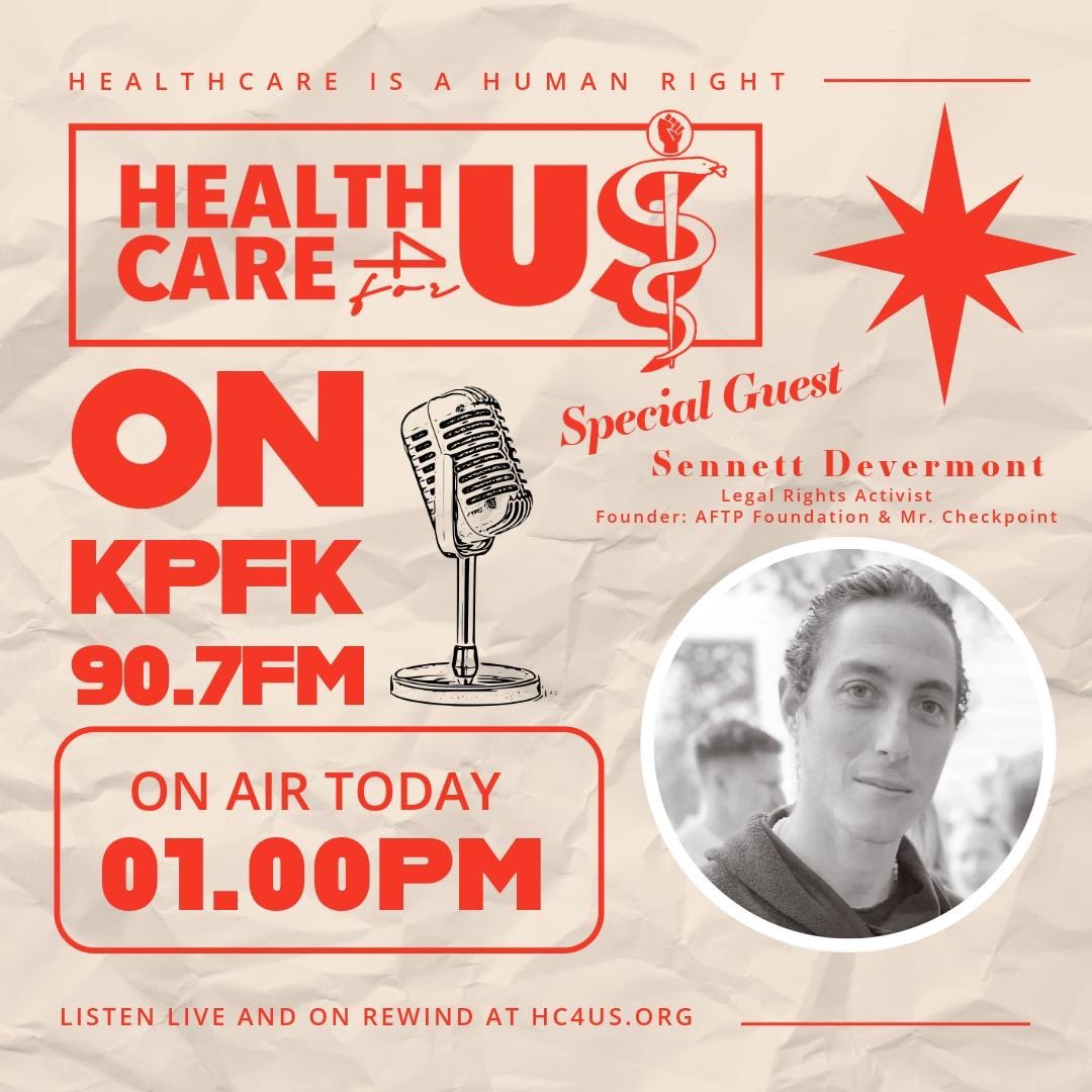 Live TODAY, #VeteransDay, Nov 11 at 1 PM PST on <a href="/KPFK/">KPFK</a> 90.7 FM &amp; streaming on kpfk.org! Our guest, Sennett Devermont (<a href="/MrCheckpoint/">Mr. Checkpoint™</a>), founder of the AFTP Foundation, discusses caring for our unhoused veterans in #LosAngeles #HousingIsAHumanRight #HealthcareForAll