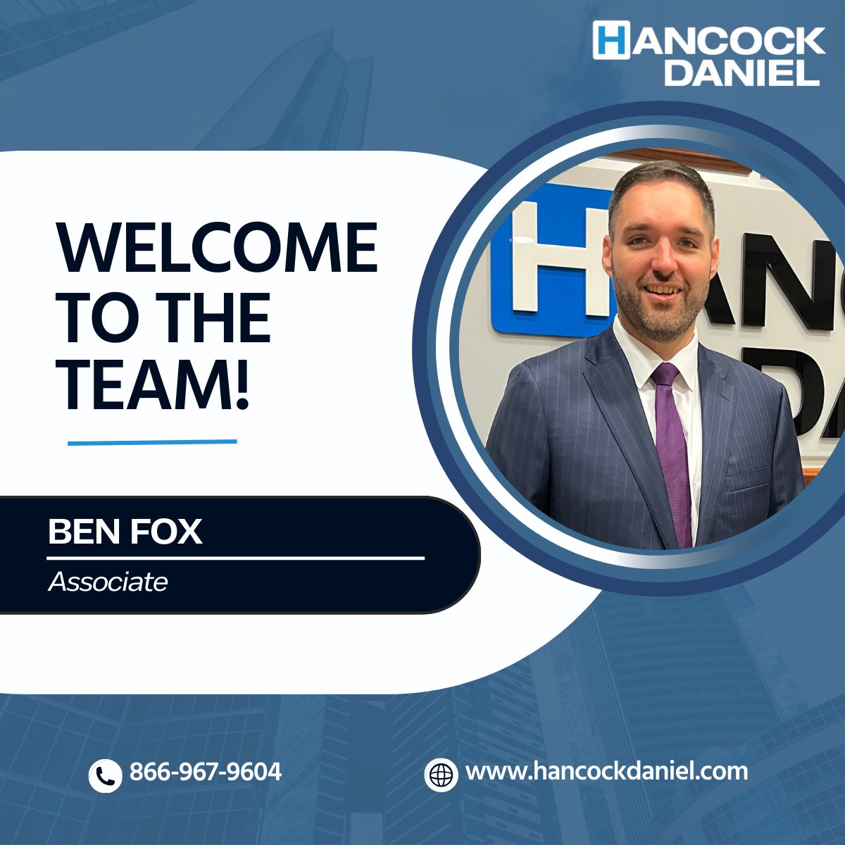 Please join me in giving a warm welcome to Ben Fox, our newest associate on the Commercial Litigation team at Hancock Daniel! We're thrilled to have him join us and are excited for the expertise and energy he’ll bring to the firm. Welcome, Ben!