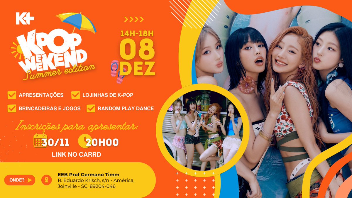 kplusbr's tweet photo. Dia 08/12 você 🫵 tem encontro marcado em Joinville com a K-Plus!

Vem aí nosso último K-pop Weekend do ano! As inscrições para apresentar abrem dia 30/11 ás 20h. O link do formulário está no Carrd: https://t.co/U1IiFsUQFg https://t.co/01rMaeKB8z