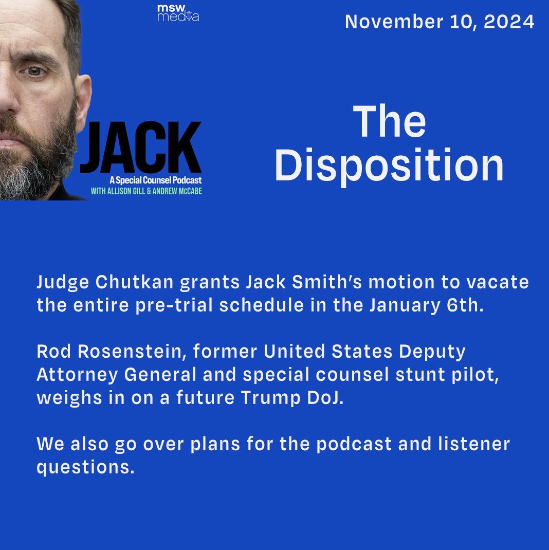 mswmediapods's tweet photo. ICYMI: #Jackpod with @MuellerSheWrote and #AndyMcCabe #MSWMedia
Listen: https://t.co/Oe0hlNqTHI https://t.co/kcXu0W4WCa