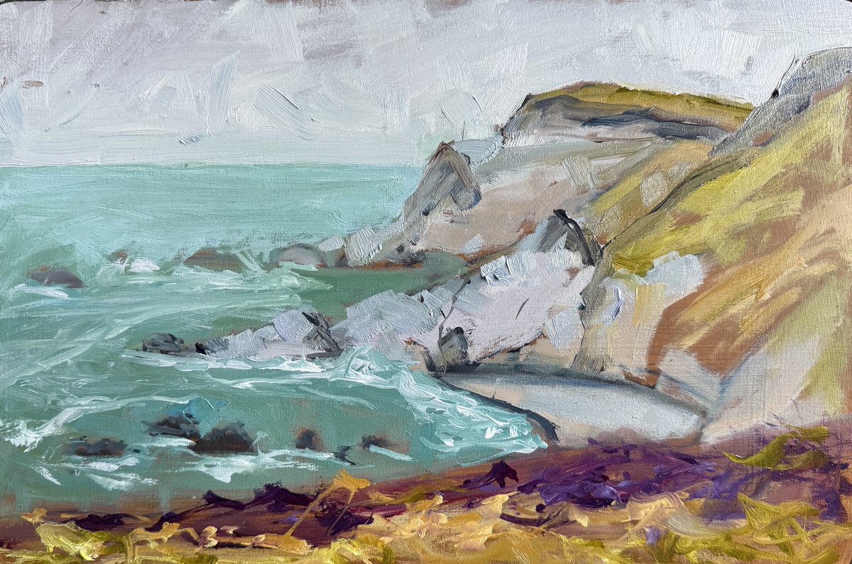 staithesartist's tweet image. Also working on a 12x8”’version of this #Cornish scene. More #allaprima with this one. #oils #colours if #Cornwall #seascape #landscape