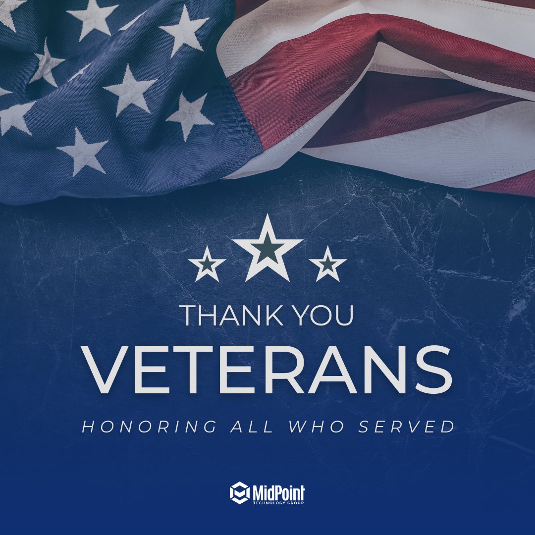 MidpointGroup's tweet photo. Honoring the courage and sacrifices of our veterans who have served selflessly to protect our freedoms. Today and every day, we express our gratitude for your bravery, dedication, and service. Happy Veterans Day. https://t.co/XH6ISgovGb