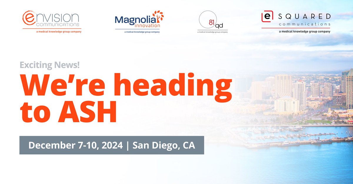 ESquaredCommun1's tweet photo. The 66th ASH Annual Meeting is coming up and like every year, our team is beyond excited to partake in the largest hematology event of the year!
 
Attending ASH? We'd love to connect! Send us a message to schedule a meeting with the team.
 
#ASH24 #E2inFocus #MedComms #hematology https://t.co/0rF9px3o74
