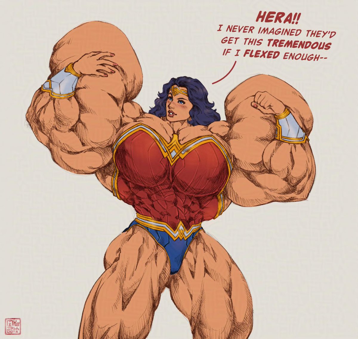 Shoobider: "Have you ever tried to draw a giant megabicep before?"

Me: "Nope."

#WonderWoman #bicepflex #megabicep #megamuscle #musclewomen
