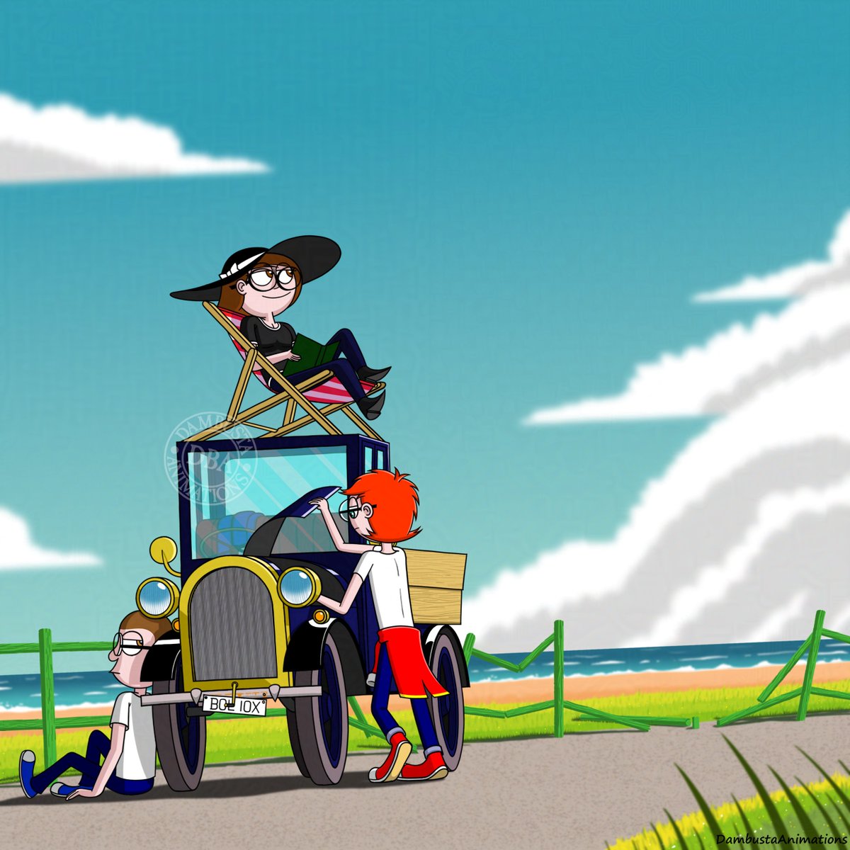 Breaking down when your THAT close to the beach is sods-law, but sunbathing while I fix it is just rubbing it in!

#art #digitalart #landscape #SummerVibes #characterdesign #backgrounddesign #beach #sea #illustration