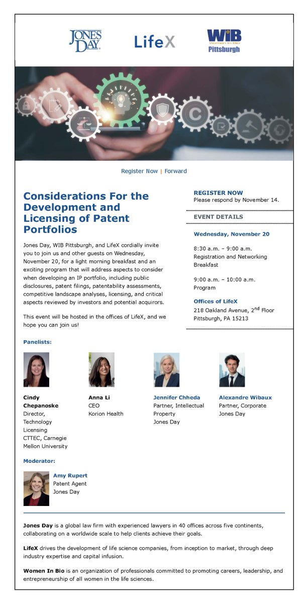 Join us on November 20 for a free event focused on protecting intellectual property, developing patent portfolios, and licensing strategies. There’s still time to register—reserve your spot today!

jonesday.com/en/insights/20…