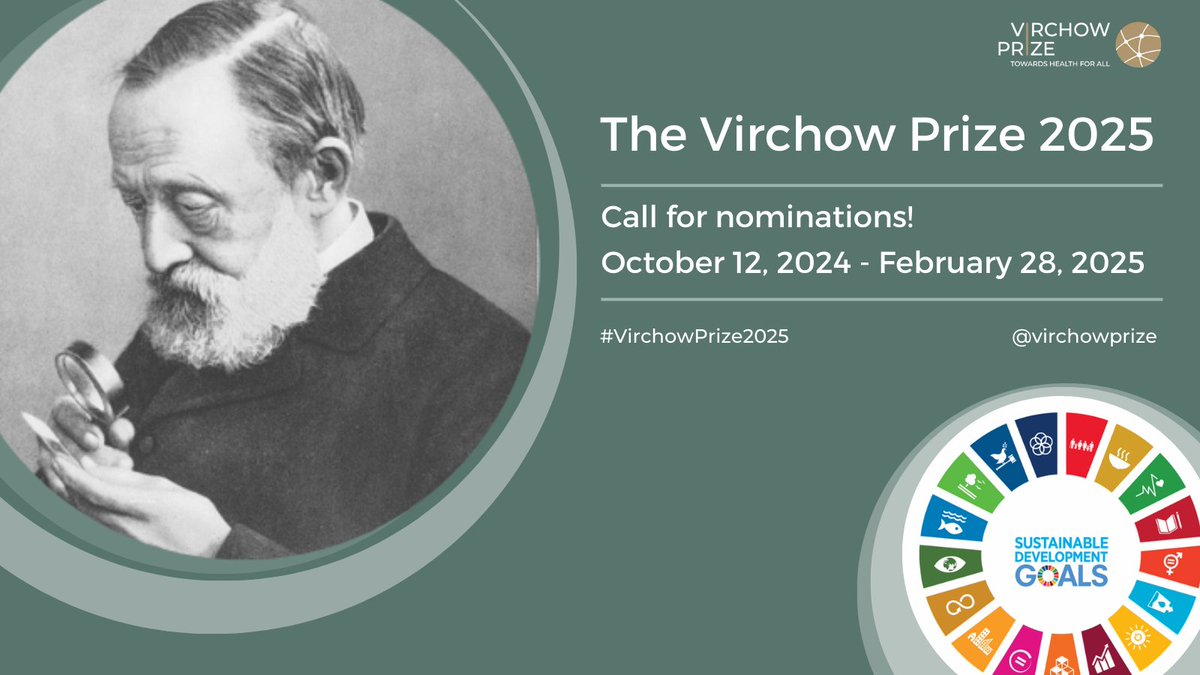 The Virchow Prize (@virchowprize) on Twitter photo Calling all changemakers!
The #VirchowPrize2025 is still accepting nominations | bit.ly/3RZ9Svs
The international award celebrates those driving progress on achieving #HealthForAll 
Nominate individuals, teams or organisations whose work aligns with the #SDGs Calling all changemakers!
The #VirchowPrize2025 is still accepting nominations | bit.ly/3RZ9Svs
The international award celebrates those driving progress on achieving #HealthForAll 
Nominate individuals, teams or organisations whose work aligns with the #SDGs