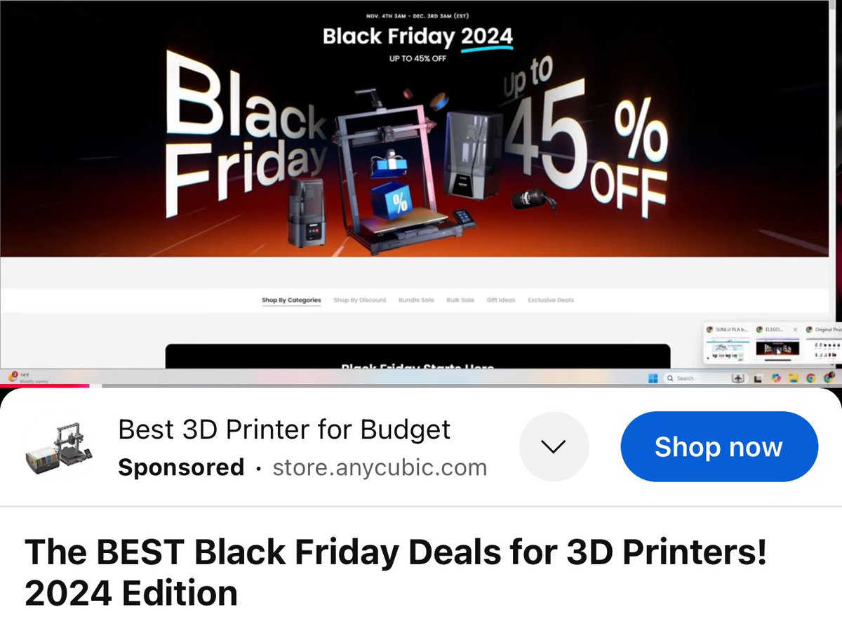 Frankly Built @ NYCC (@frankly_built) on Twitter photo New video! I tried to find some of the best Black Friday holiday deals for 3D printing!
The BEST Black Friday Deals for 3D Printers! 2024 Edition
youtu.be/mH6YRm8m1Ig New video! I tried to find some of the best Black Friday holiday deals for 3D printing!
The BEST Black Friday Deals for 3D Printers! 2024 Edition
youtu.be/mH6YRm8m1Ig