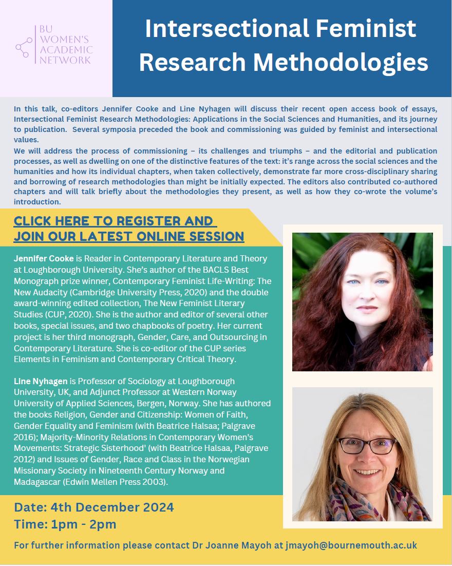 Join us on the 4th December as we hear from two exceptional speakers on the topic of intersectional feminist research methodologies. You can book your place for this free online session here: eventbrite.co.uk/e/exploring-in…