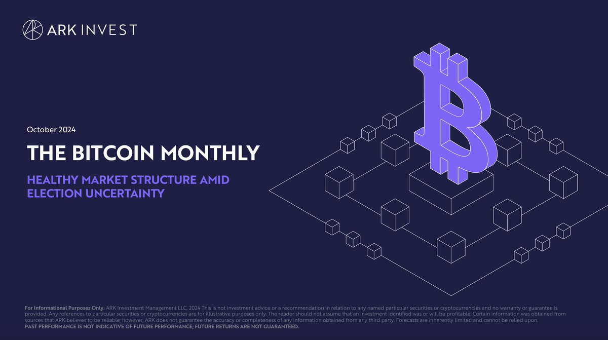 Now that #Bitcoin crossed cycle highs, let's look back at what October had set up for us right before the election.

The Bitcoin Monthly is now live. A thread below.

ark-invest.com/crypto-reports…