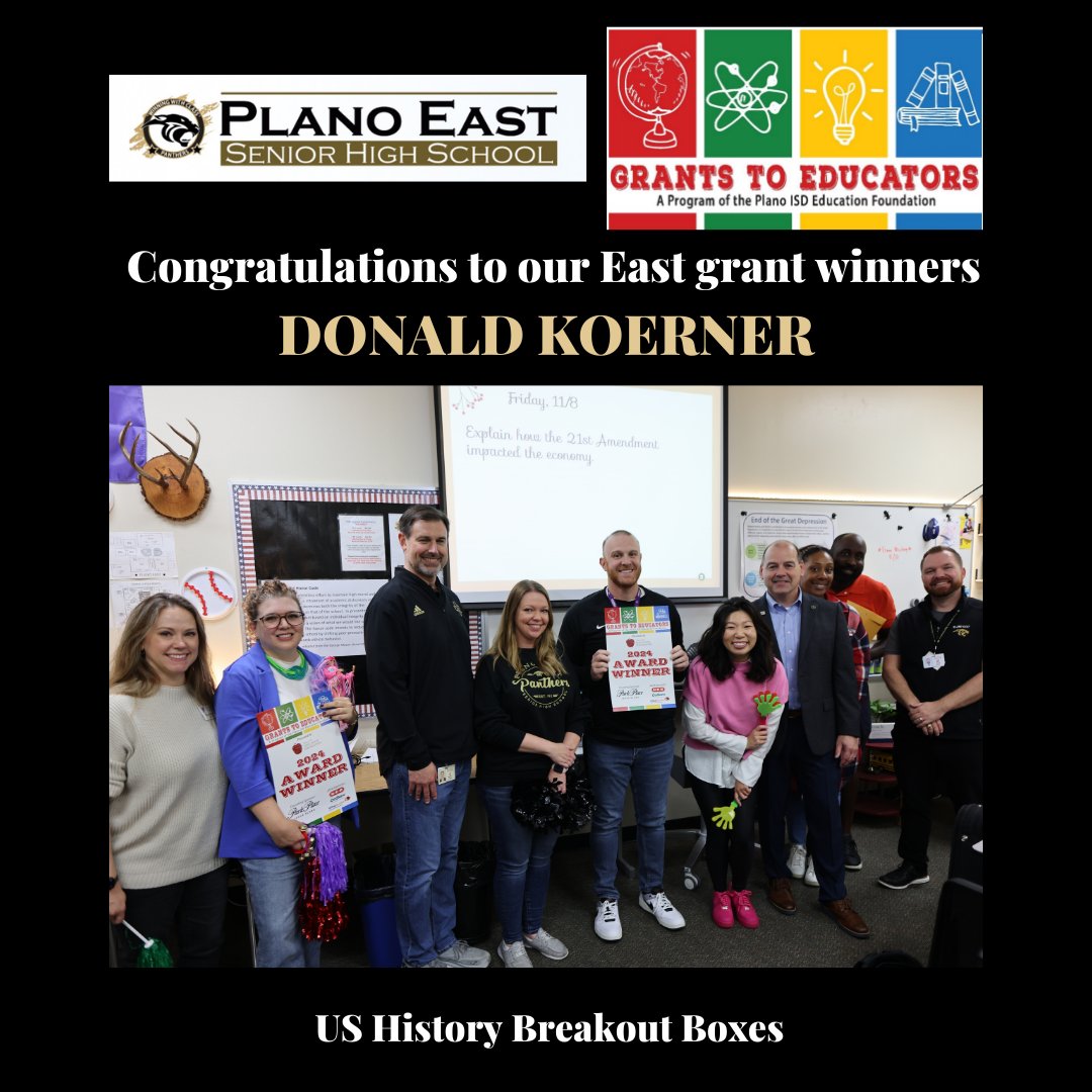 EastPanthers1's tweet image. Congratulations to all of our Plano East Staff that won Plano ISD Education Foundation grants. Thank you for all that you do for our students. #PoweredbyLearning