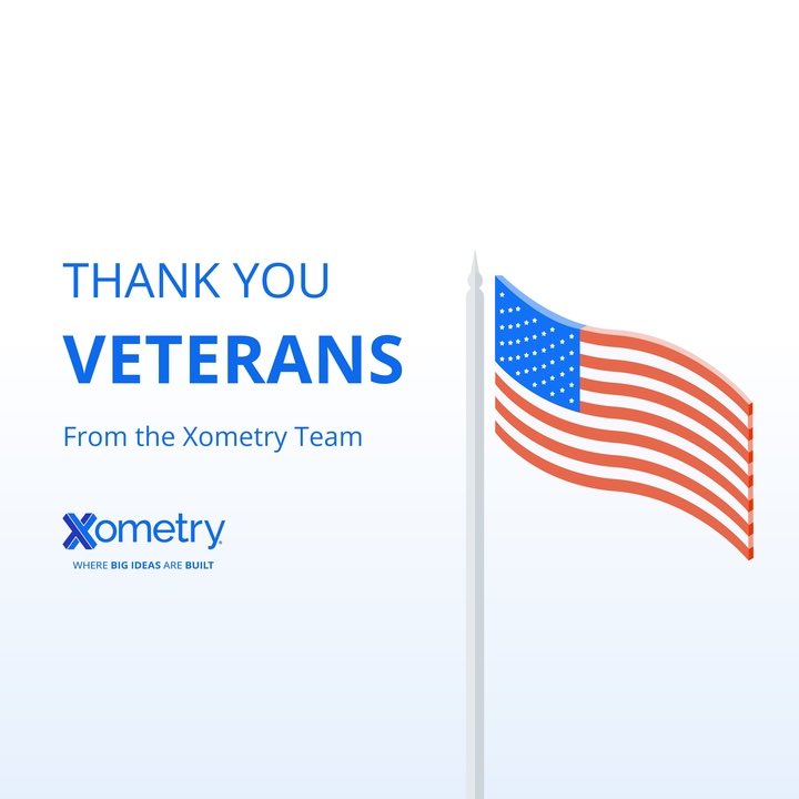 Today, we honor the courage, resilience, sacrifice of our #veterans everywhere. 

We also honor the many veterans at <a href="/Xometry/">Xometry</a> whom we are privileged to call our colleagues. 

Manufacturing and the world at large benefit from their incredible contributions.

Thank you, all.