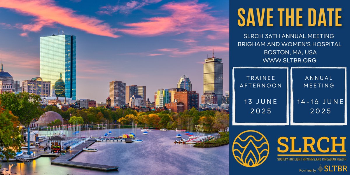 📢 Exciting news! 🎉 Save the Date for #SLRCH2025 - 36th Annual Meeting! Join us at Brigham and Women’s Hospital in Boston!✨
🎓June 13: Trainee Afternoon
🗓️June 14–16: Annual Meeting
Stay tuned for more info at sltbr.org!
#CircadianHealth #AnnualMeeting #Boston