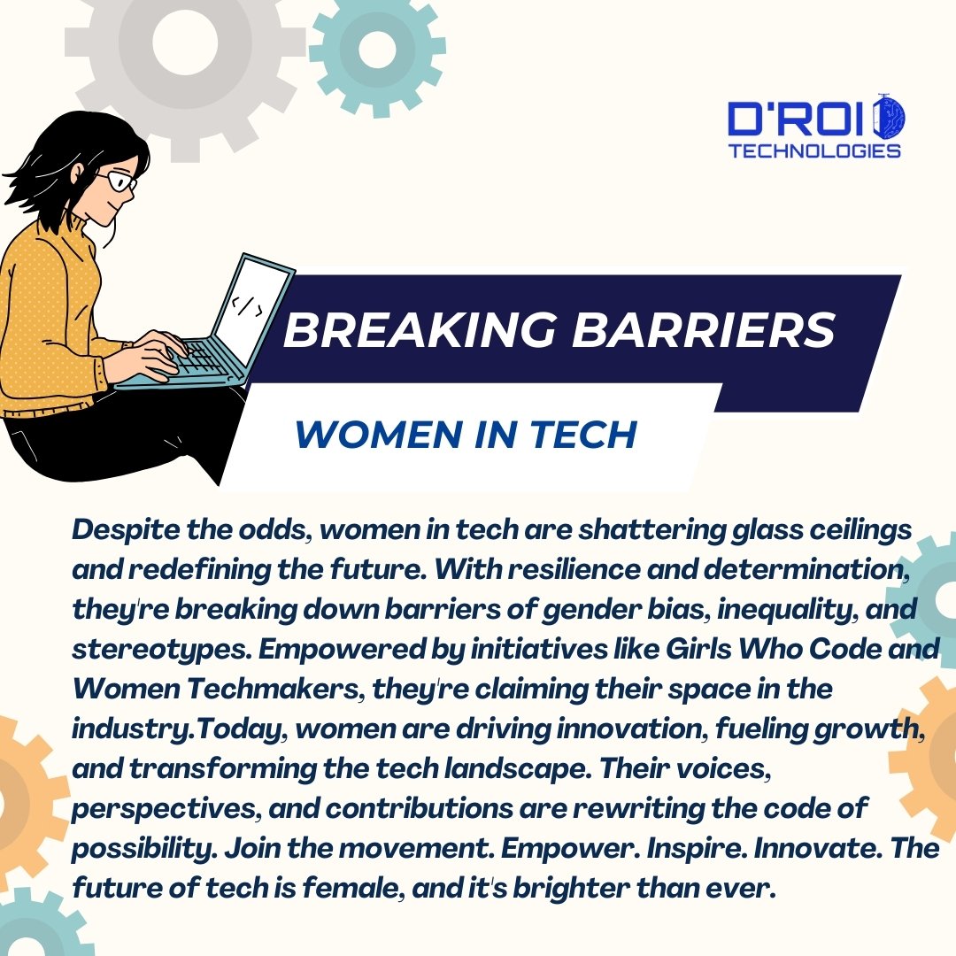 Droidtechn's tweet image. Breaking barriers: women in tech 
Despite the odds, women in tech are shattering glass ceilings and redefining the future. With resilience and determination, they&apos;re breaking down barriers of gender bias, inequality, and stereotypes.
#womenintech #programmer #techinnovation
