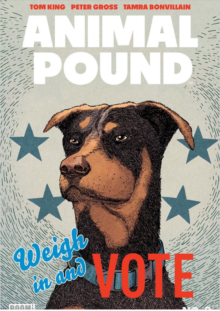 For a viciously deep take on the world we’re living in, look no further than Animal Pound by the incomparable <a href="/TomKingTK/">Tom King</a> and <a href="/boomstudios/">BOOM! Studios</a> .  Just finished the series, and while it was probably a bit too soon for my PTSD from the past week, it was worth it. boom-studios.com/series/animal-…