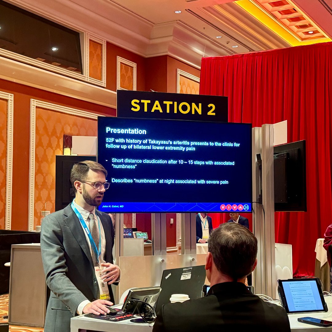 ⭐️ Dr. John Cabot, PGY4, presented "A Shocking Solution for Calcific Stenosis of the Aorta: Intravascular lithotripsy for severe aortic occlusive disease in patient with Takayasu’s Arteritis."